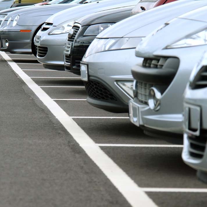 Parking at london airport on a busy day stock photo